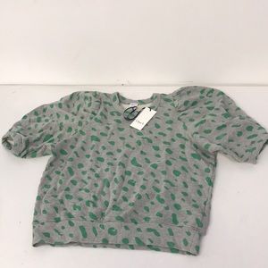 Clare V All Over Jag Print Puff Sleeve Sweatshirt